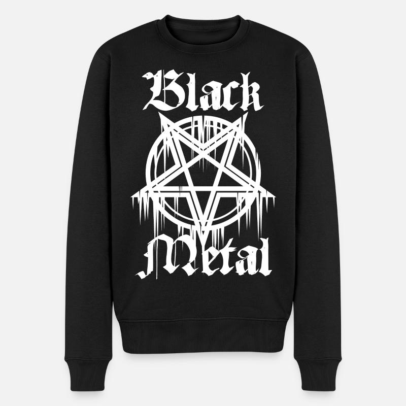 Black Metal mit Pentagramm - Männer Premium Bio Pullover - Schwarz