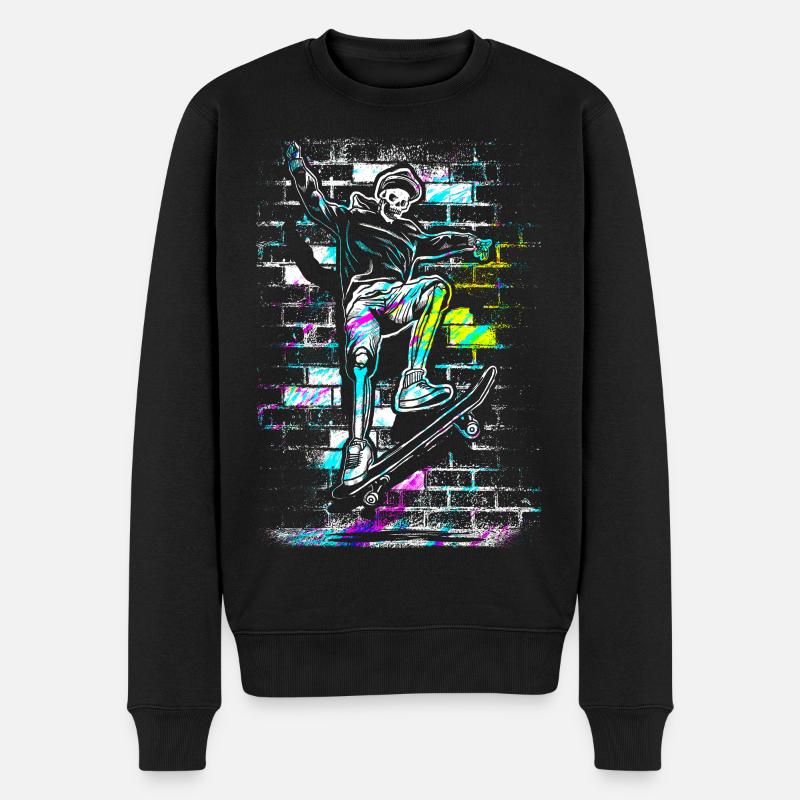 Skate - Skateboard - Skater Skull - Männer Premium Bio Pullover - Schwarz