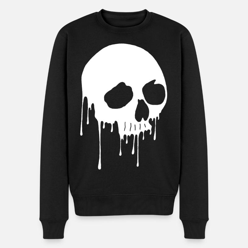 Crâne blanc et graffiti - Pull Premium bio Homme - noir