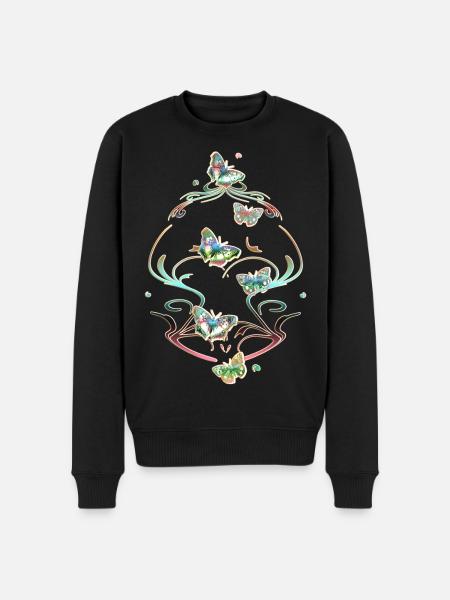 Butterflies Tendrils Ornaments Patterns - Men's Premium Organic Jumper - black