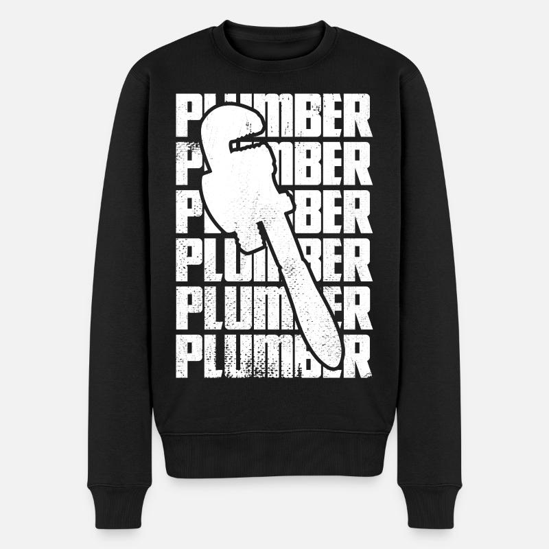 Lustiger Klempner - Männer Premium Bio Pullover - Schwarz