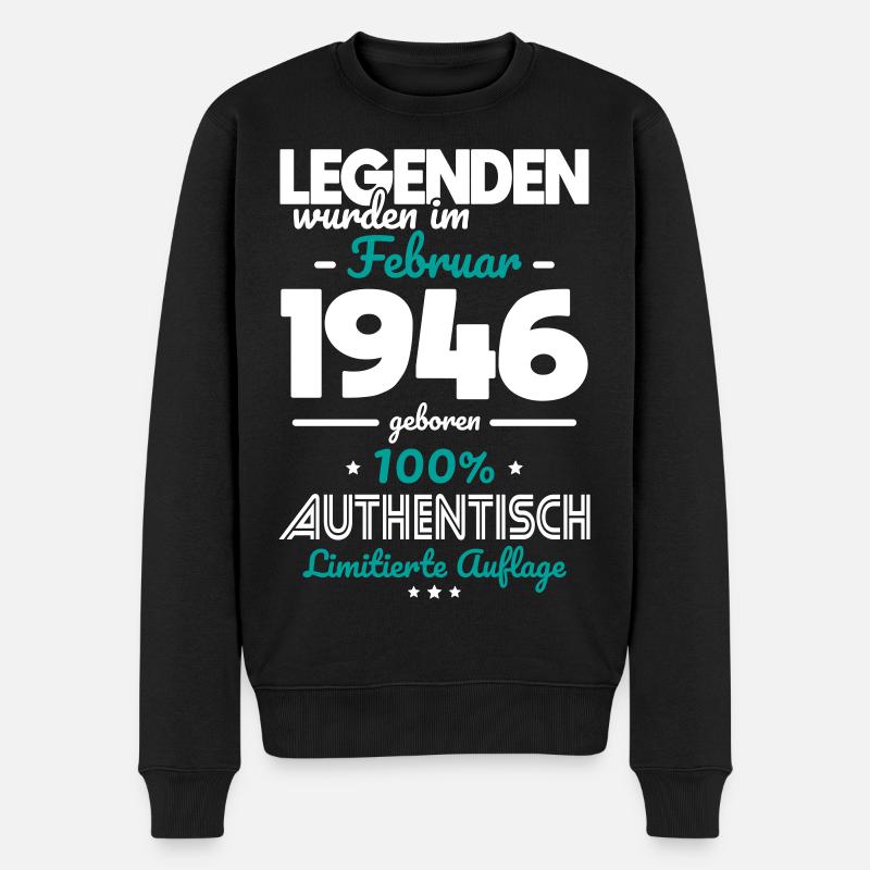 80. Geburtstag - Legenden wurden im Februar 1946 - Männer Premium Bio Pullover - Schwarz