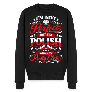 Polish Pride: Vintage Eagle & Funny Saying - Men's Premium Organic Jumper - black - Front - Nico (187cm)