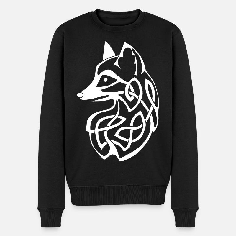 Weißer Keltischer Fuchs - Männer Premium Bio Pullover - Schwarz