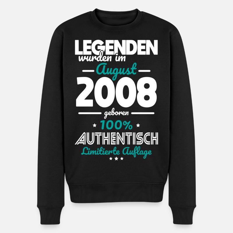 18. Geburtstag - Legenden wurden im August 2008 - Männer Premium Bio Pullover - Schwarz