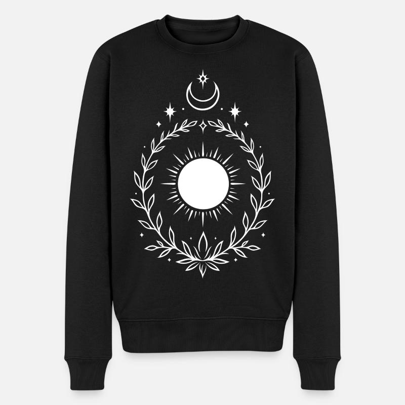 Mittsommer Sonne – Mond und Stern Symbol - Männer Premium Bio Pullover - Schwarz