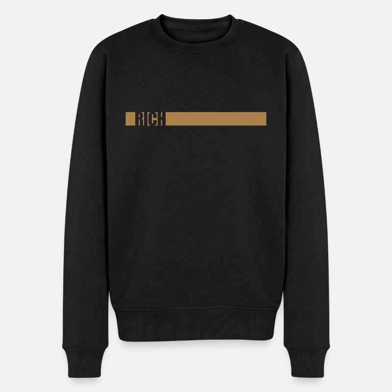 Streifen Logo Rich - Männer Premium Bio Pullover - Schwarz