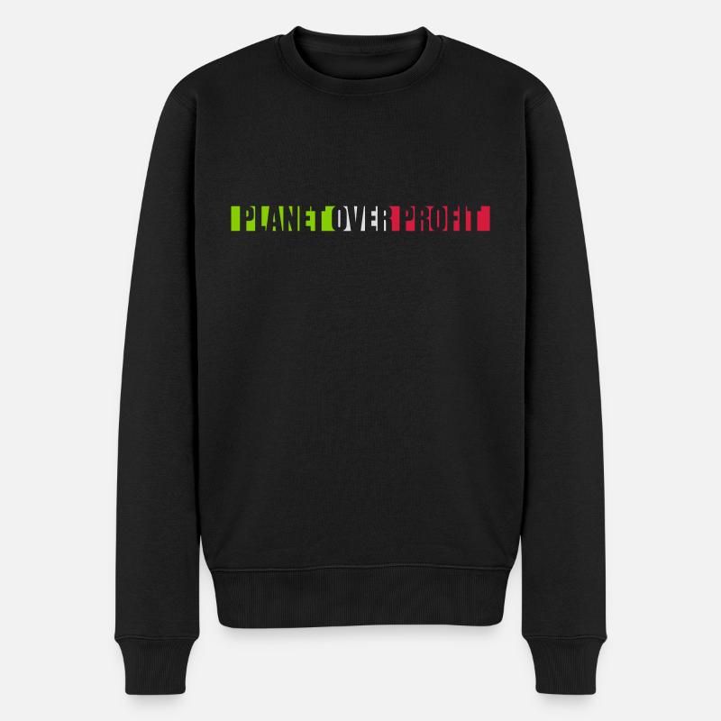 planet over profit Zitat - Männer Premium Bio Pullover - Schwarz