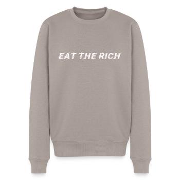 Iss die Reichen - Männer Premium Bio Pullover - Taupe - Vorne - Nico (187cm)