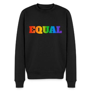 GLEICHER REGENBOGENTEXT - Männer Premium Bio Pullover - Schwarz - Vorne - Nico (187cm)