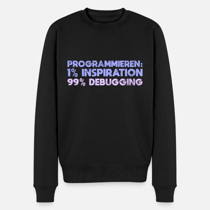 Programmieren: 1% Inspiration, 99% Debugging - Männer Premium Bio Pullover - Schwarz