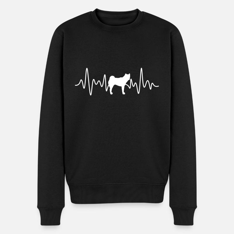 Akita Herzschlag - Männer Premium Bio Pullover - Schwarz