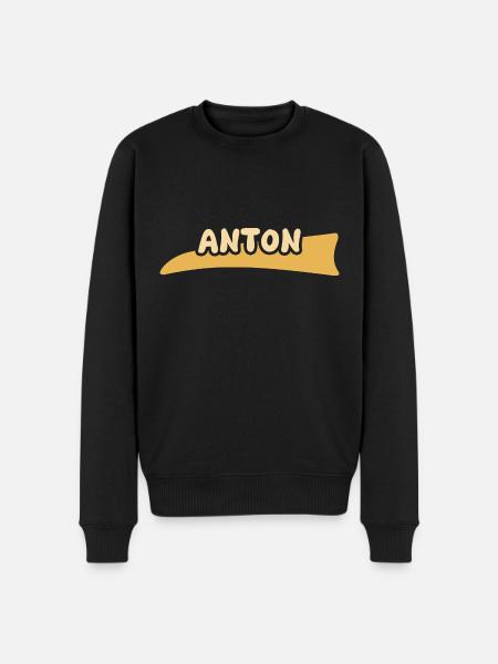 First name Anton - Men's Premium Organic Jumper - black