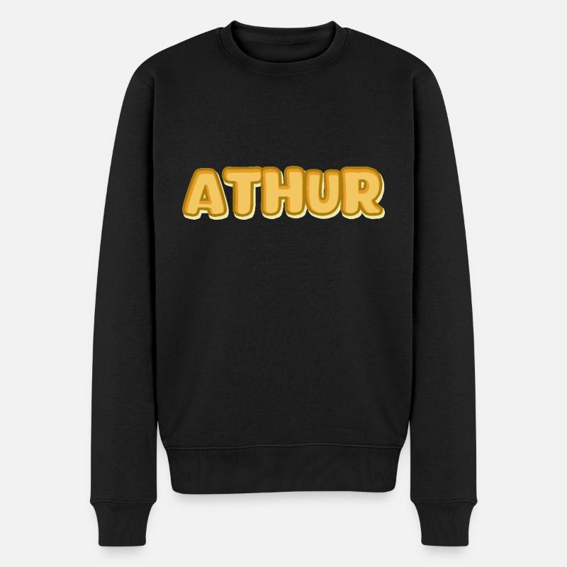 Athur Athur - Männer Premium Bio Pullover - Schwarz