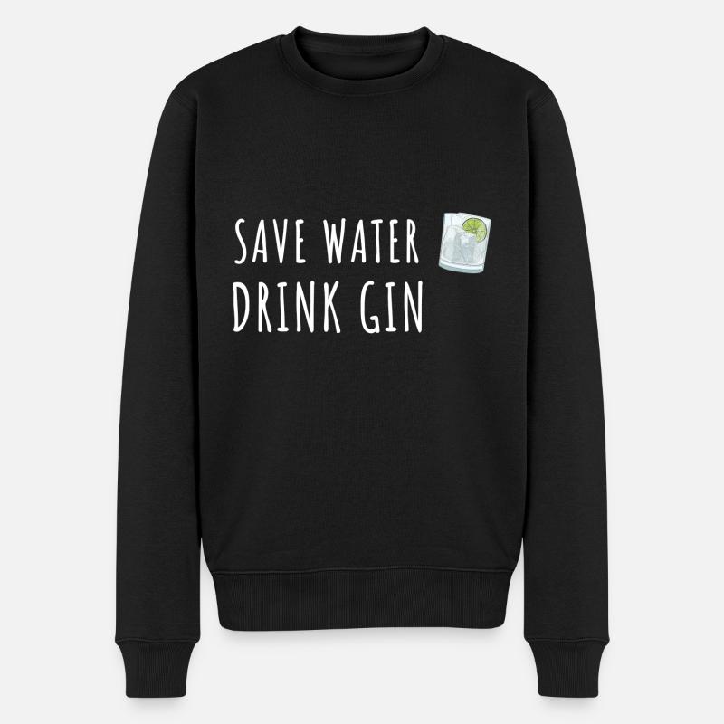 Save Water Drink Gin - Männer Premium Bio Pullover - Schwarz