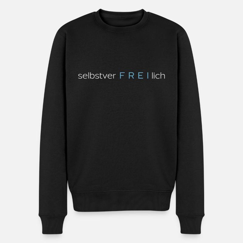 selbstverfreilich weiß - Männer Premium Bio Pullover - Schwarz