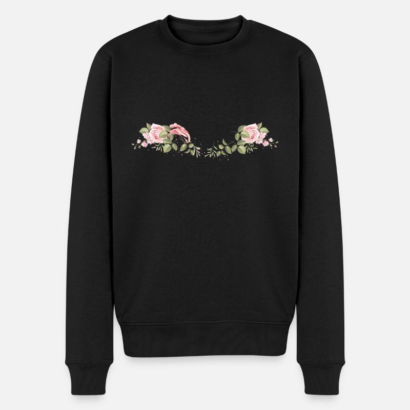 Fleurs de rose Feuilles - Pull Premium bio Homme - noir