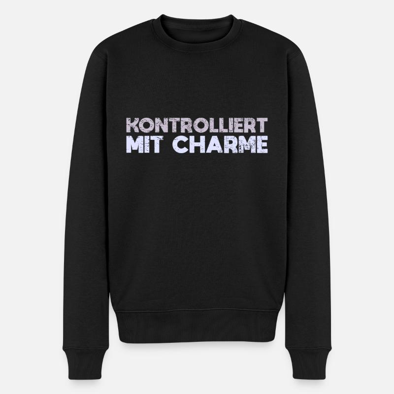 Kontrolliert Mit Charme - Männer Premium Bio Pullover - Schwarz