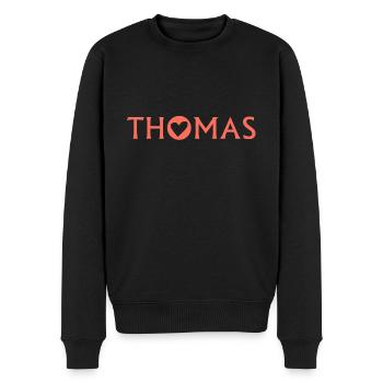 Thomas - Männer Premium Bio Pullover - Schwarz - Vorne - Nico (187cm)