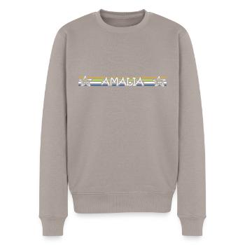 Amalia - Männer Premium Bio Pullover - Taupe - Vorne - Nico (187cm)