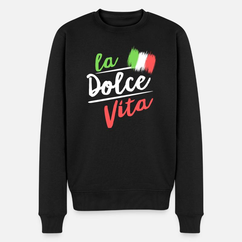 la dolce vita I drapeau italien - Pull Premium bio Homme - noir