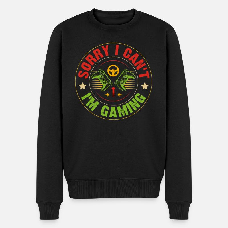 Sorry I Can t I m Gaming - Männer Premium Bio Pullover - Schwarz