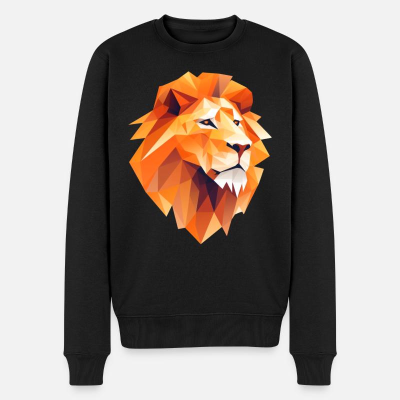 Löwenkopf Low Poly Logo Design - Männer Premium Bio Pullover - Schwarz