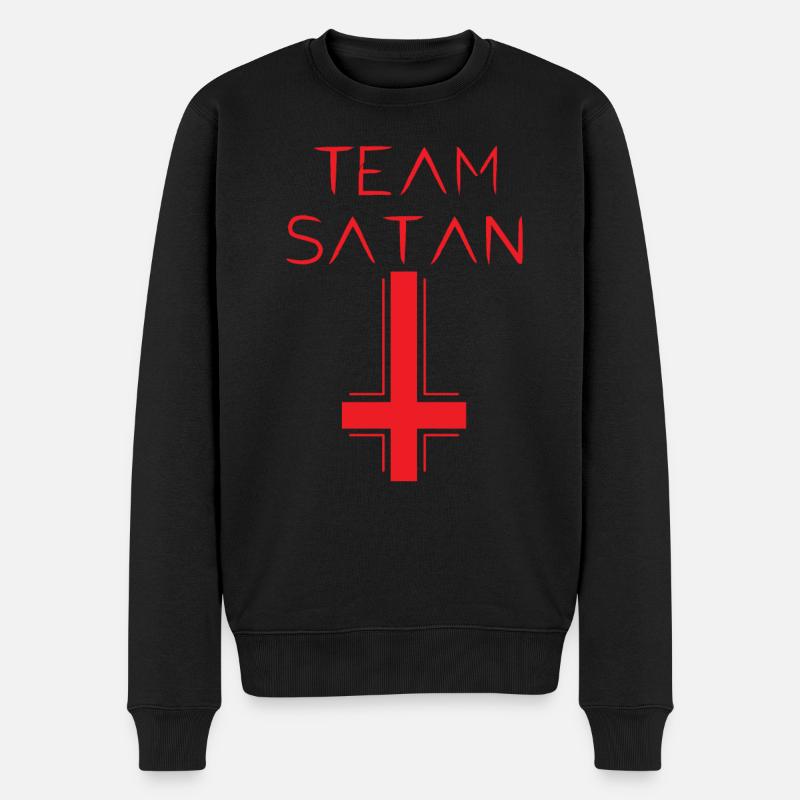Satan Devil Baphomet Team Satan upside down cross - Men's Premium Organic Jumper - black