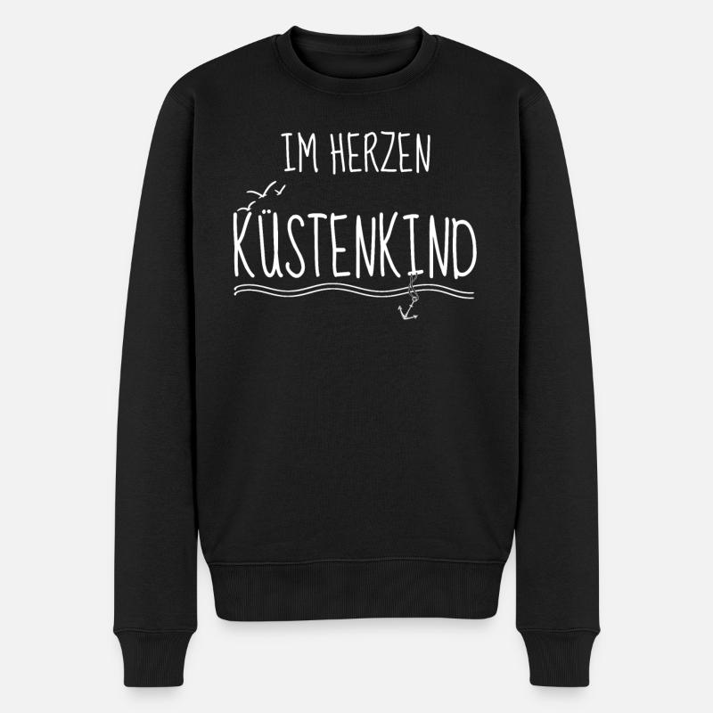 Küste Sprüche Im Herzen Küstenkind - Männer Premium Bio Pullover - Schwarz