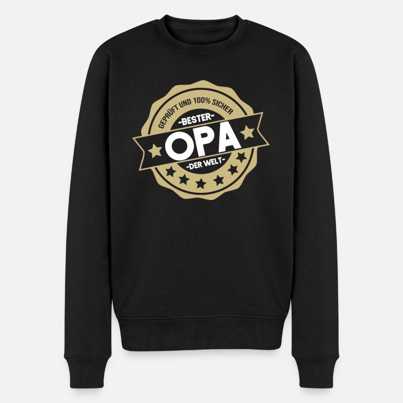 Opa Großvater Vater Enkel Rentner Senior Geschenk - Männer Premium Bio Pullover - Schwarz