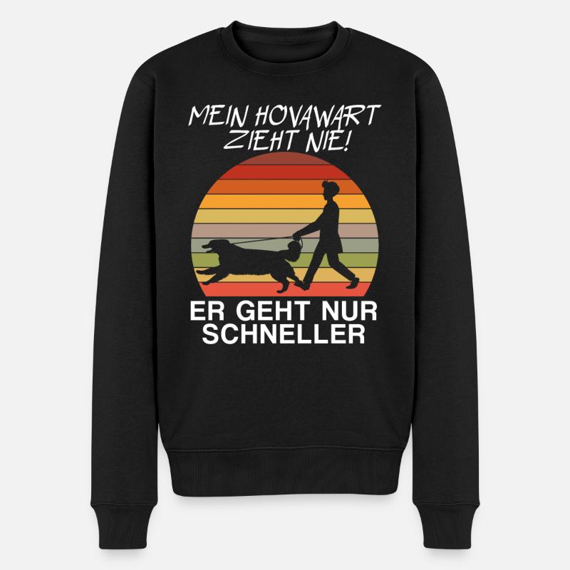 Lustiger Hunde Spruch Mein Hovawart zieht nie - Männer Premium Bio Pullover - Schwarz