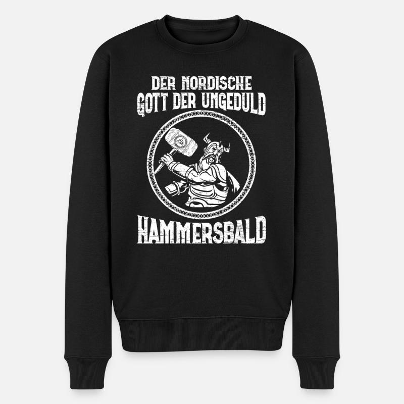 Nordische Gott der Ungeduld Hammersbald Wikinger - Männer Premium Bio Pullover - Schwarz