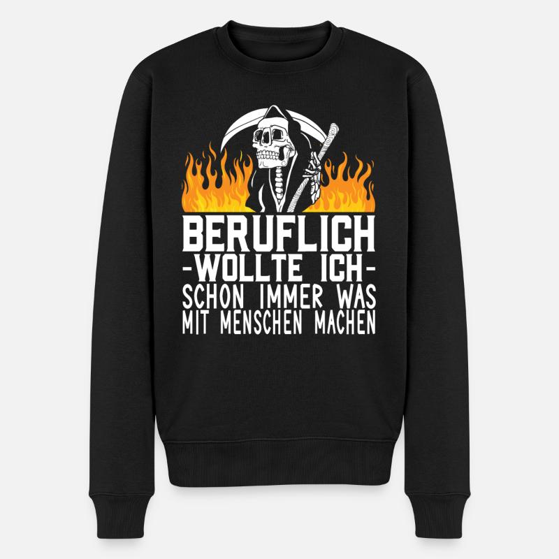 Sensenmann Sarkasmus Humor Beruflich Mit Menschen - Männer Premium Bio Pullover - Schwarz