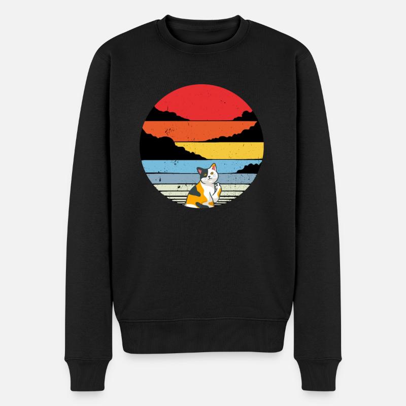 Katze Mittelfinger - Männer Premium Bio Pullover - Schwarz