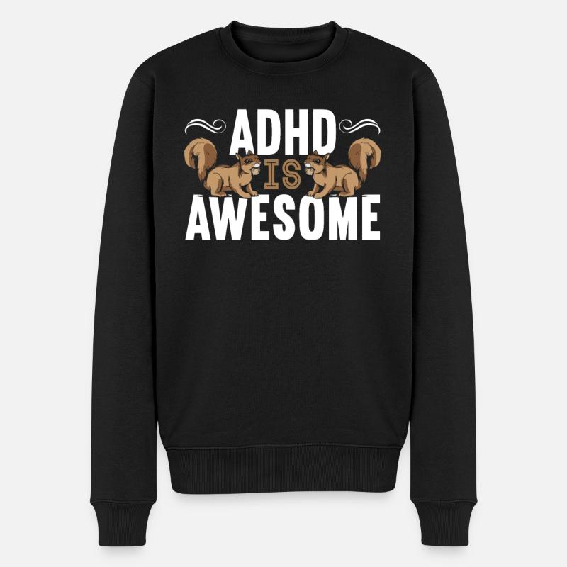 ADHD Écureuil étreinte Neurodiversity - Pull Premium bio Homme - noir