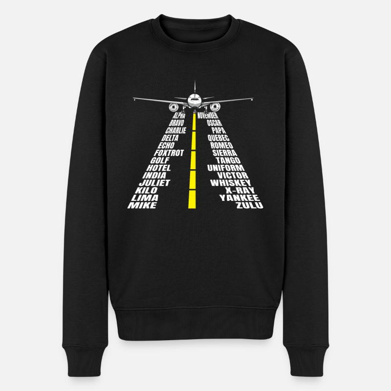 Phonetisches Alphabet Flugzeug Pilot - Männer Premium Bio Pullover - Schwarz