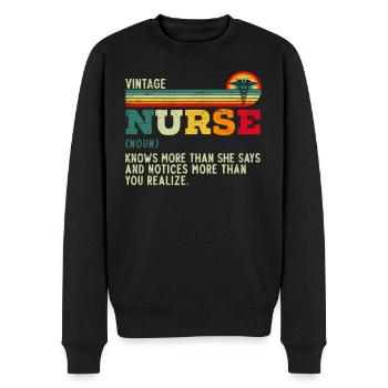 Infirmière vintage définition hôpital - Pull Premium bio Homme - noir - Devant - Nico (187cm)