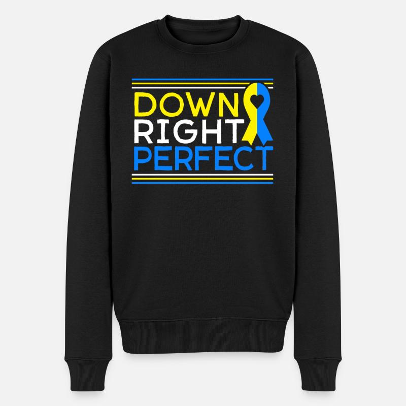 Down Right Perfect Down Syndrom - Männer Premium Bio Pullover - Schwarz