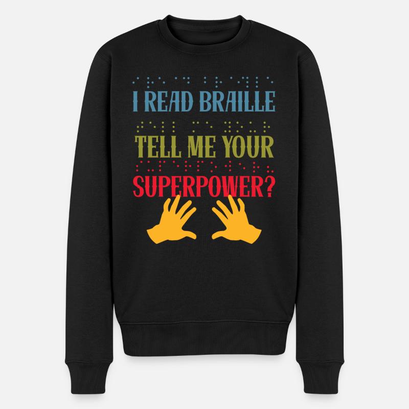 Ich Kann Blindenschrift Lesen Sehbehinderung - Männer Premium Bio Pullover - Schwarz
