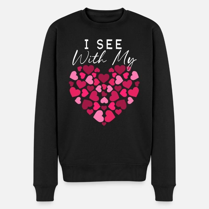 Braille Herz Sehbehinderung Blinder - Männer Premium Bio Pullover - Schwarz