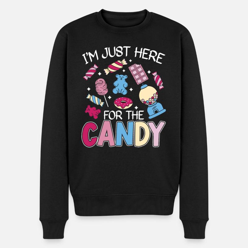 Jeg er her bare for Candy Sweets - Økologisk premium-sweatshirt til mænd - sort