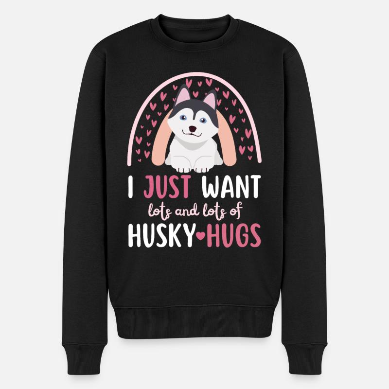 Doux Husky Lover Kawaii - Pull Premium bio Homme - noir