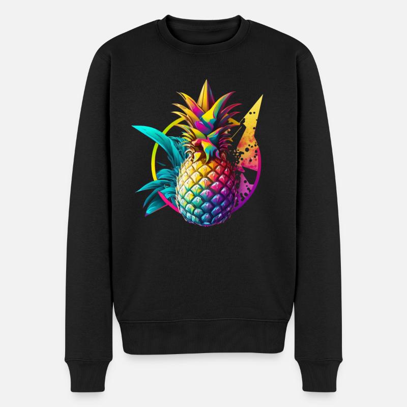 Ananas fruité au design coloré - Pull Premium bio Homme - noir