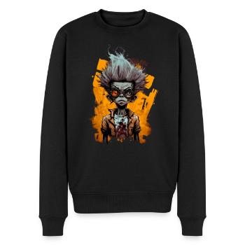 Junge Comic Anime Design mit verrückten Aussehen - Männer Premium Bio Pullover - Schwarz - Vorne - Nico (187cm)