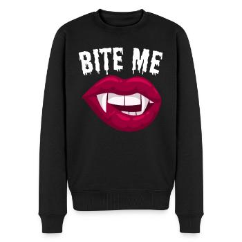 Beißen Sie mich Vampir Halloween Kostüm Geschenk - Männer Premium Bio Pullover - Schwarz - Vorne - Nico (187cm)