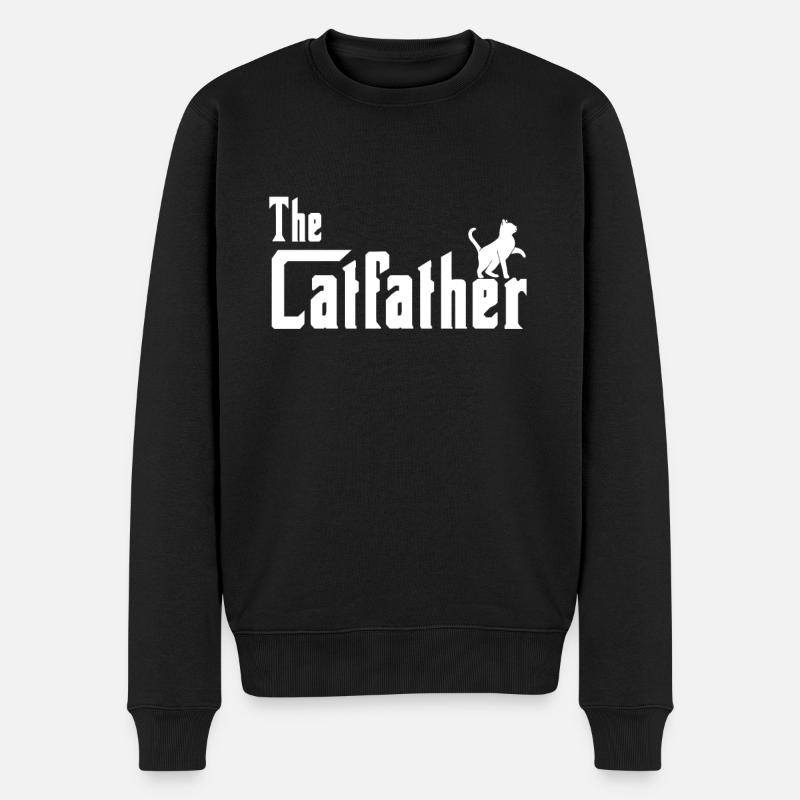 The Catfather white - Katzen Papa - Katzen Vater - Männer Premium Bio Pullover - Schwarz