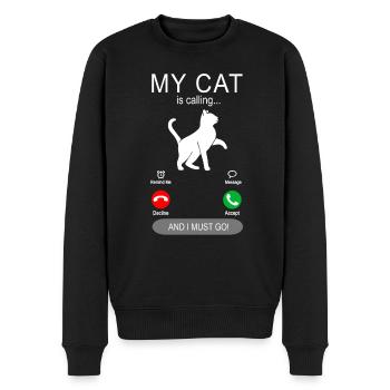 Mon chat appelle - chats propriétaires chat chat - Pull Premium bio Homme - noir - Devant - Nico (187cm)