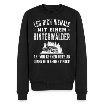 Leg dich niemals mit einem Hinterwäldler an - Männer Premium Bio Pullover - Schwarz - Vorne - Nico (187cm)