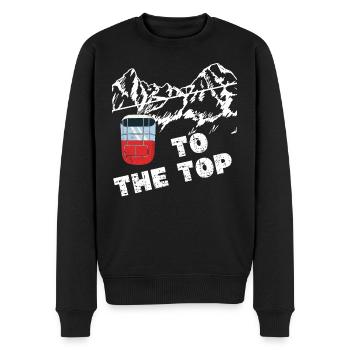 Vers la télécabine top Skilift - Montagnes Remontées mécaniques Neige - Pull Premium bio Homme - noir - Devant - Nico (187cm)