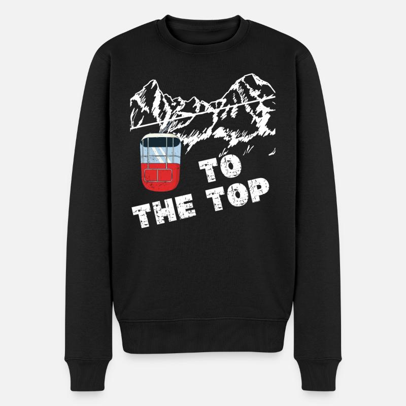 To the Top Skilift Gondel - Berge Lift Schnee - Männer Premium Bio Pullover - Schwarz